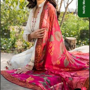 Elegant Cream Kurta with Pink Accents